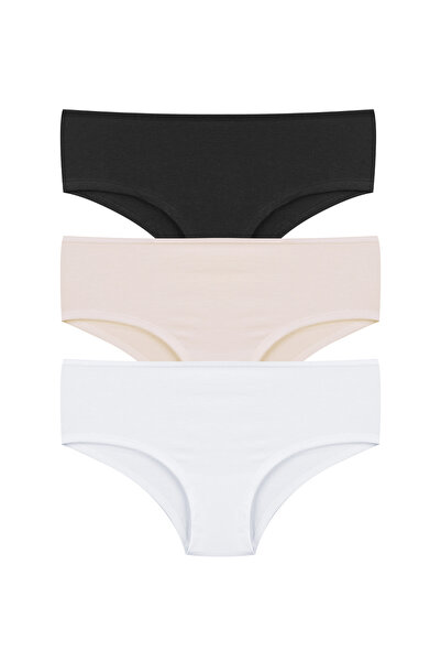 koza iç giyim Women's Cotton 3-Piece Stretch Fabric Hipster Panties
