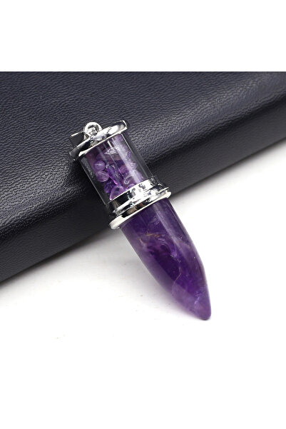 Choice قلادة مجوهرات ريكي من الجمشت، بندول كريستال طبيعي، زجاجة أمنيات، شكل ر...