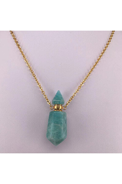 Choice قلادة من حجر الزبرجد الطبيعي على شكل زجاجة عطر، بتصميم منشور مصقول، ون...