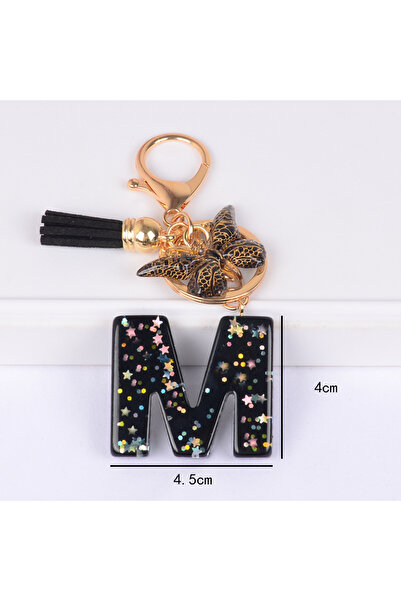 Choice M Butterfly Keyrings & Keychains Alphabets Cute Cool Star Sequins Resi...