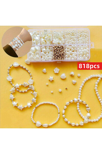 Choice 818pcs-1set 818pcs/set 4-12mm of pentagram peach hearts mixed with acrylic polished loose beads set,