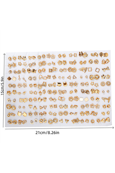 Choice 100pairs 100Pairs/SET Gold Color Crystal Heart Star Moon Small Stud Ea...