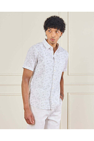 REDTAG Men White Printed Shirt
