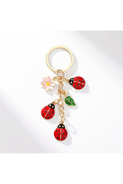 Choice 1pc 1pc Alloy Ladybug Keychain. Cute oil-dripping ladybug on a flower,...
