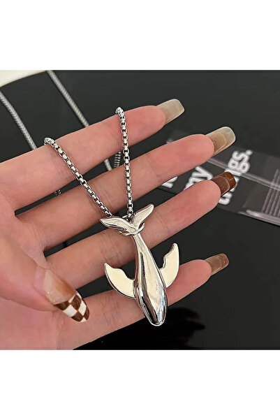 Choice قلادة أنيقة على شكل حوت من الفولاذ المقاوم للصدأ، بطول 70 سم، بتصميم ف...
