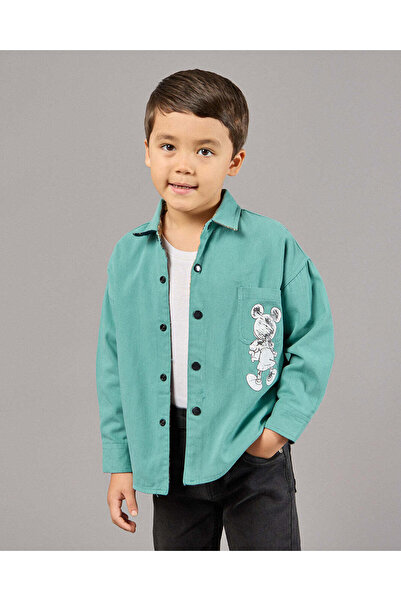 REDTAG قميص كاجوال أخضر مزدوج الوجه للأولاد الصغار