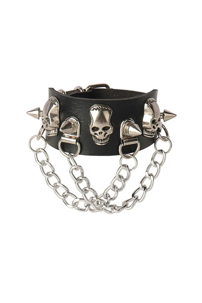 Choice سوار على شكل قلب من التسعينيات، قابل للتعديل، بتصميم بانك، مرصع بالمسا...