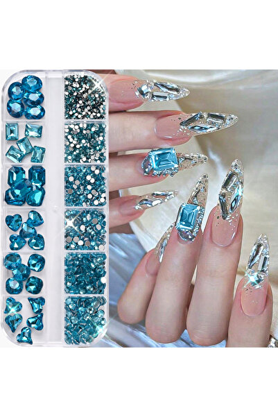 Choice 5 12Grids أحجار الراين ثلاثية الأبعاد باللون الأزرق البحيري بأشكال متن...