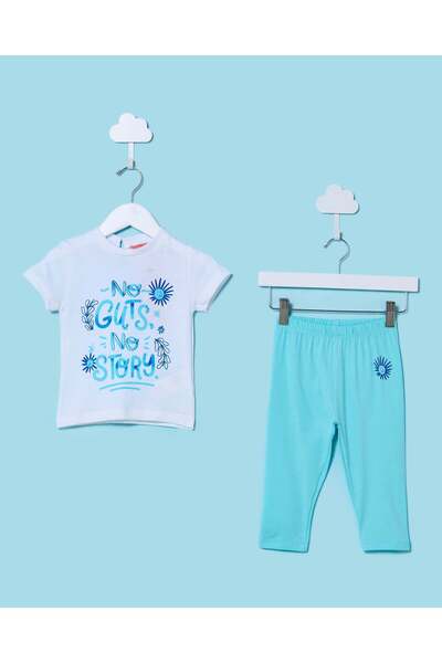 REDTAG Infant Girls Blue And White Printed Pyjama Set (2 Piece)