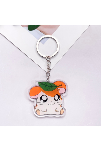 Miniso 5 cm 5 Anime Hamtaro Ribon Cute Keychain Accessories Acrylic Classics Funny Bag Charm Backpack Penda