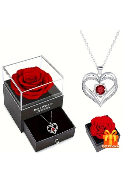Choice علبة هدايا وردة دائمة، قلادة وردة الحب متعددة المعلقات، مجوهرات نسائية...