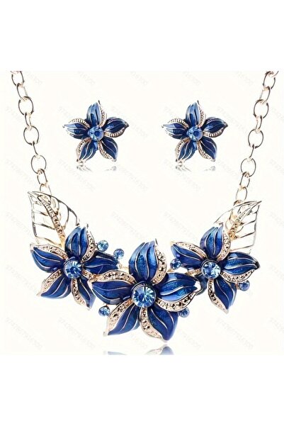 Choice طقم عقد وأقراط بتصميم زهور عصري YB4276-4، سلسلة على شكل عظمة الترقوة، ...