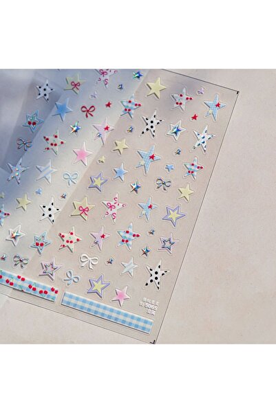 Choice NK-to5065 1Pcs 5D Relief Macaron Grid Patterned Star Nail Art Sticker ...