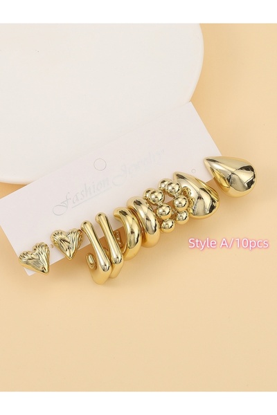 Choice مجموعة أ (5 أزواج) 5-16 زوجًا/مجموعة أقراط ذهبية بتصميم نجم البحر، صدف...