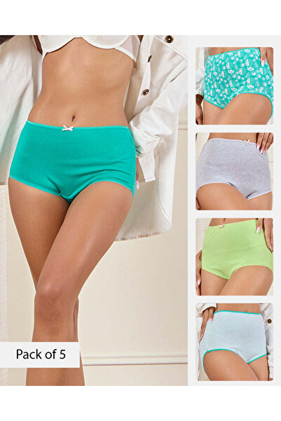 REDTAG Women Assorted Printed And Solid Briefs (Pack of 5)