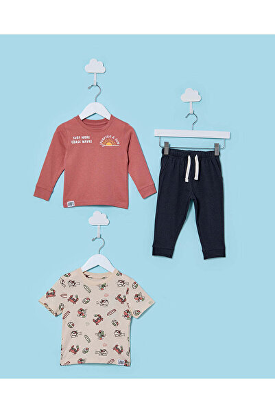 REDTAG طقم ملابس رياضية للأطفال الرضع مطبوع متنوعة (3 قطع)