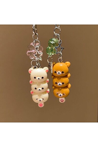 Choice 2pc brown and white Cute Bear Phone Charms Pendant Kawaii Anime Keycha...
