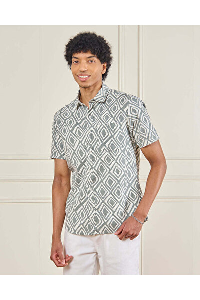 REDTAG Men Green Printed Shirt