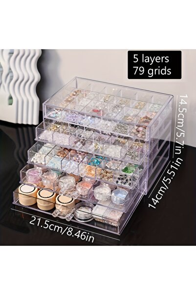 Choice 5layers-79grids 1pc Acrylic 3-Layer/5-Layer Jewelry Nail Accessories S...