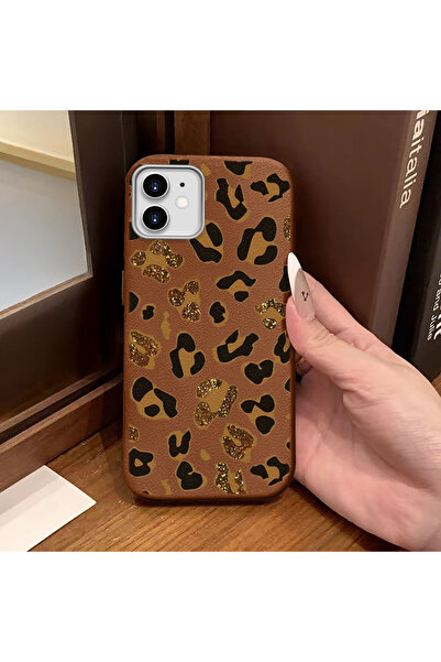 ucuc iPhone 12/12 Pro Compatible Brown Leather Textured Silicone Protects Cam...