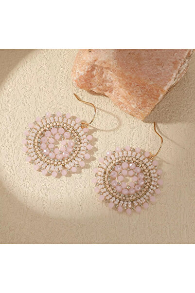 Choice Pink Exquisite Floral Design Drop Swing Earrings Vintage Boho Sparklin...
