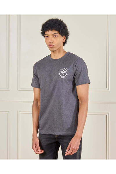 REDTAG تي شيرت رمادي مطبوع للرجال