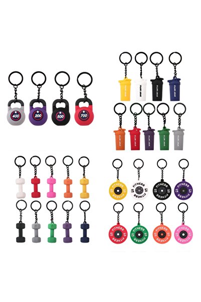 Miniso 31PCS Simulation 3D Barbell Dumbbell Keychain For Women Men Key Ring C...