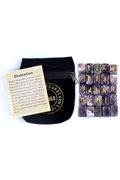 Choice4 25pcs Amethysts 25pcs/bag Runes Natural Crystal Agate Stone Lune Rune...