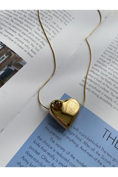 T-HAZEL قلادة ذهبية على شكل قلب كبير منحني على شكل ثعبان من الفولاذ المقاوم ل...