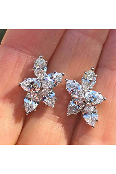 Choice E1248 Huitan Delicate Cubic Zirconia Stud Earrings for Female Flower S...