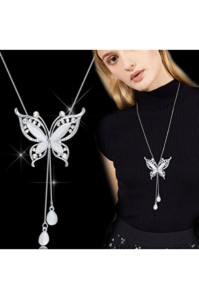 Choice 6 2024 قلادات وسلاسل طويلة بتصميم أجنحة فراشة من الكريستال الأوبال للن...