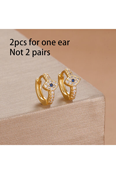 Choice gold-white-2PCS Exquisite Multicolor Crystal Flower Hoop Earrings for ...