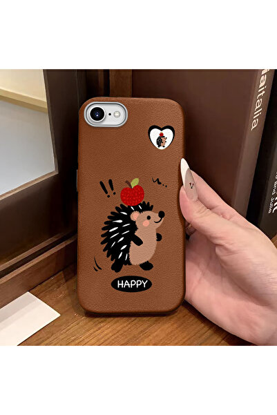 ucuc iPhone 7/8/Se 2020 2022 Compatible Brown Leather Textured Silicone Prote...