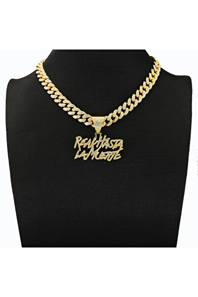 Choice قلادة زاكول هيب هوب لامعة من سلسلة كوبية ذهبية اللون بطول 50 سم، مناسب...