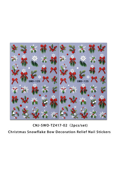 Choice MULTI 2PCS Winter Christmas relief nail stickers, easy to apply for na...