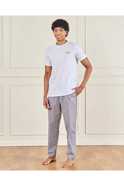 REDTAG Men White Printed Pyjama Set (2 Piece)