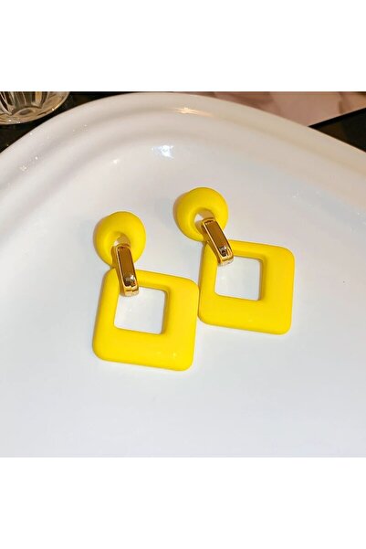 Choice Yellow stud earrings Fresh Color Dangle Earrings Geometric Square Roun...