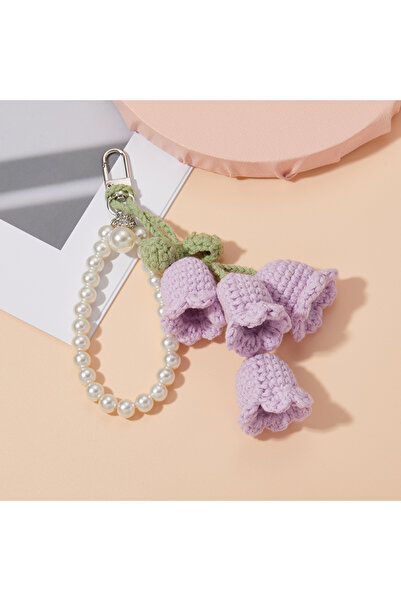 Choice YB6102-2 Fashion Handmade Flower Knitted Keyring Women Crocheted Wool ...