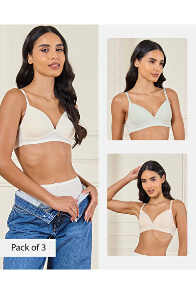 REDTAG Women Assorted Pointelle Printed Bra (Pack Of 3)