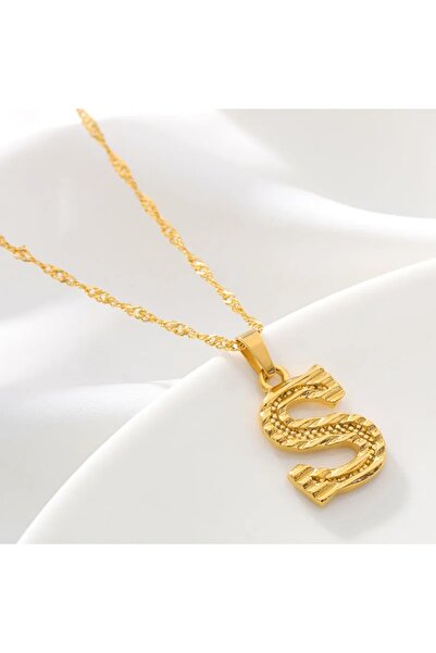 Choice قلادة أنيقة مطلية بالذهب عيار 26 تحمل حرفًا أوليًا بتصميم موجة مائية، ...
