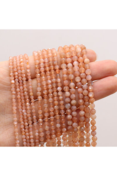 choice2 4mm sun stone Natural Stone Faceted Beaded Round Sun Stone Gemstone I...
