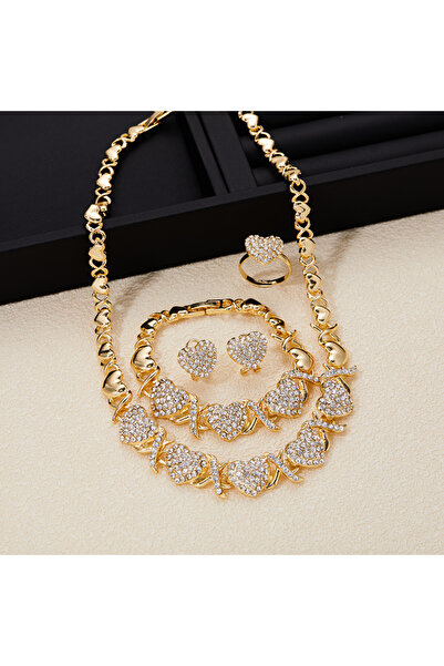 Choice YF2059-1 Luxury Sparkling Inlaid Zirconia Heart Patchwork Necklace Bra...