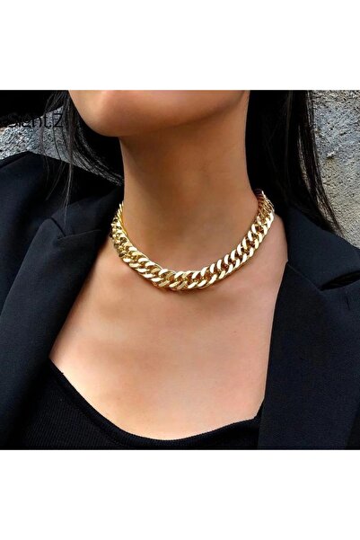 Choice Gold Color Punk Hip Hop Curb Cuban Thick Short Choker Necklace Simple Minimalist Chunky Collar Chain