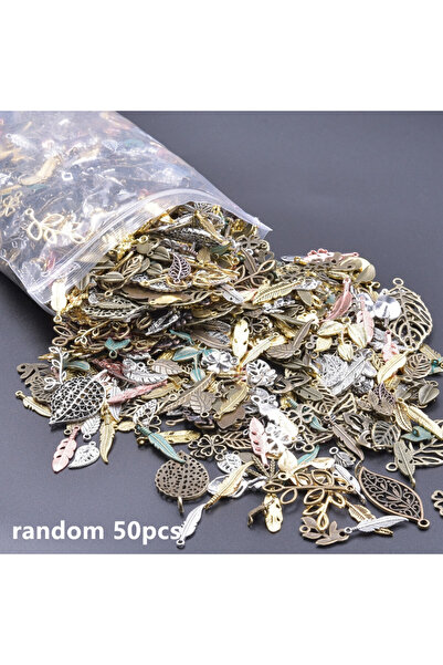 Choice Random 50pcs 50pcs/Lot Random Mix Color Plant Pendant Tree Leaf Charm Metal Alloy Materials DIY Jewe
