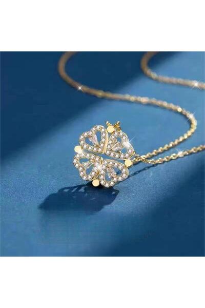 Choice قلادة أنيقة للنساء بطول 45 سم بلون ذهبي أصفر فاتح، على شكل نبتة البرسي...