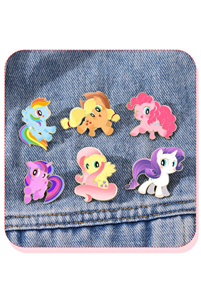 Miniso 6PCS My Little Pony Pins 6pcs Set UV Printed Enamel Pins Cartoon Character Collection Brooches for M