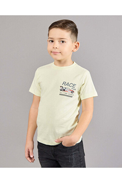 REDTAG تي شيرت مطبوع باللون النعناعي للأولاد