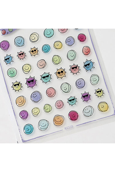 Choice ملصقات تزيين الأظافر الكورية KX339 بتصميم ابتسامة جيلي لطيفة، عيون غام...