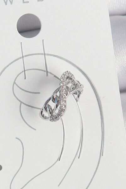 shopwave أقراط نسائية من النحاس الفضي اللون بحجر الزركون سلسلة إنفينيتي موديل...