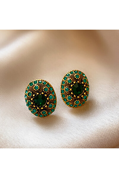 Choice أقراط مرصعة بأحجار الراين البرونزية العتيقة من ستايل 4، أقراط بسيطة وع...